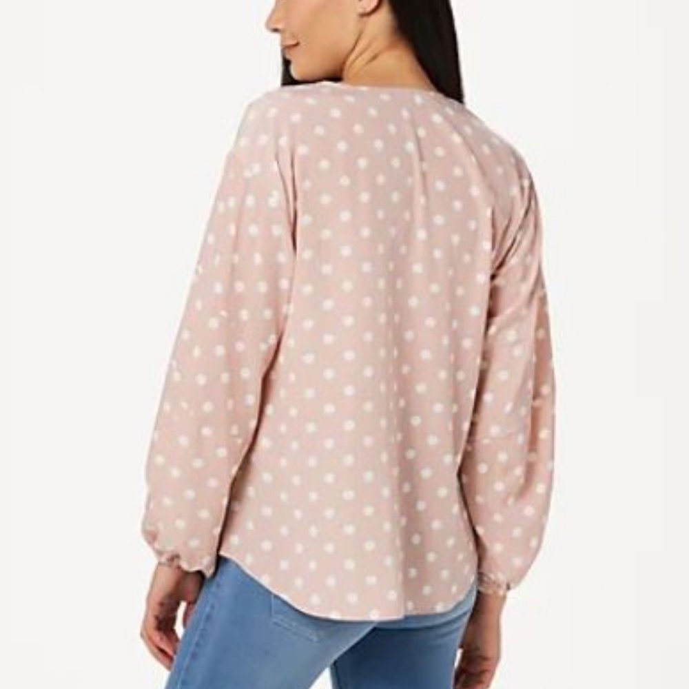 Laurie Felt Button Down Blouse with Ruched Sleeves 3599 - Picture 2 of 2